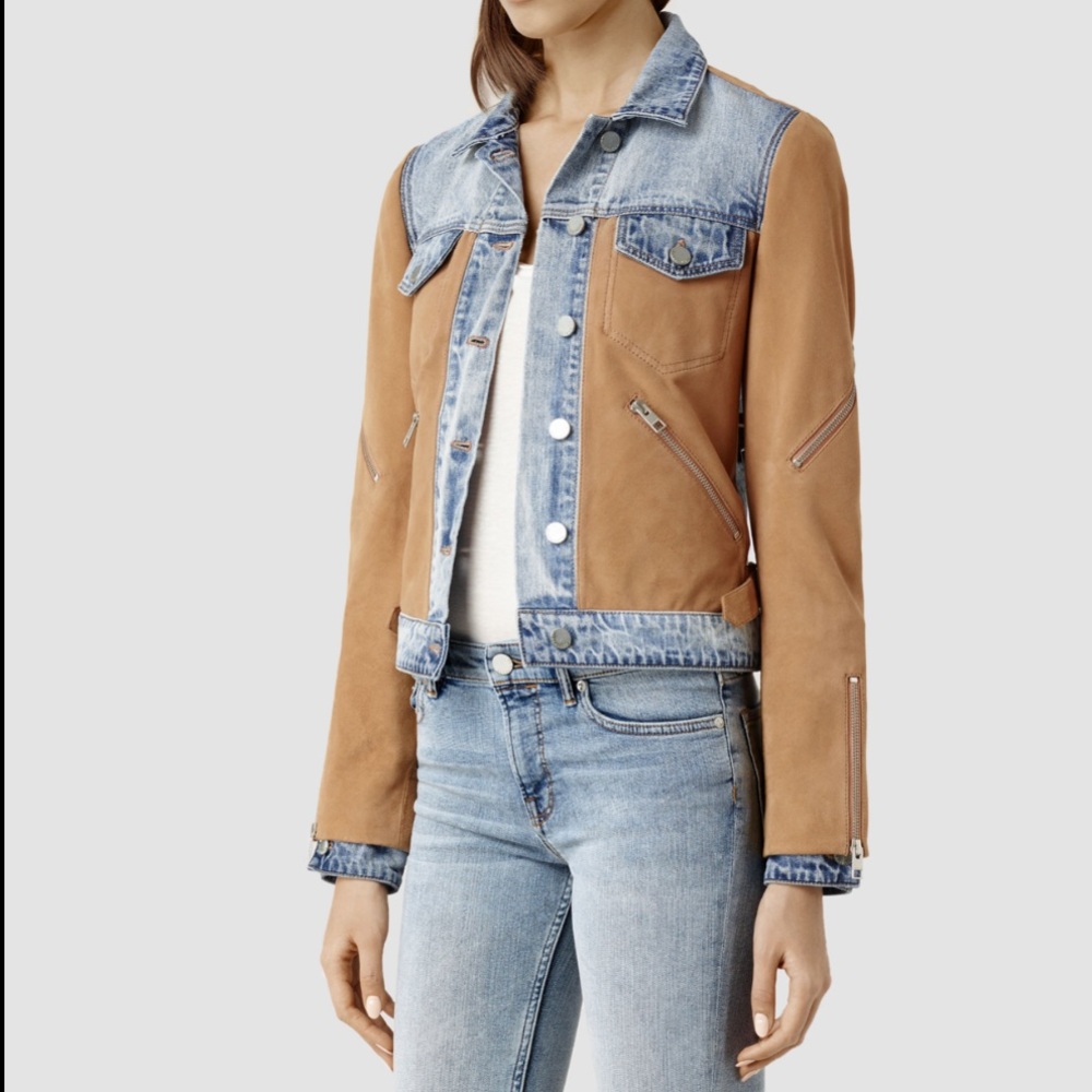 All Saints Sand Brown Goat Leather Curtis Jacket
